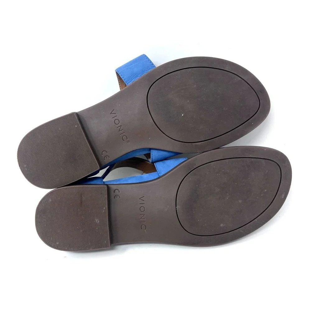 Vionic Pacifica Sandals Women's‎ 6.5 Blue Suede Buckle Orthotic Flat